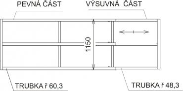 Trennwand mit drei Rohren – Verstellbar 1,4-2m