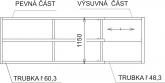 Trennwand mit drei Rohren – Verstellbar 2-3m