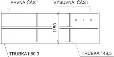 Three-rail partitioning wall - adjustable length 2-3m