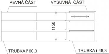 Trennwand mit vier Rohren – Verstellbar 1,4-2m