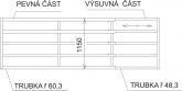 Five-rail partitioning wall - adjustable length 3-4m