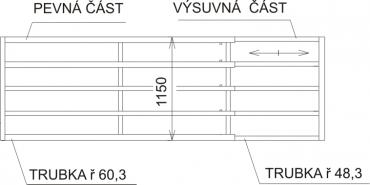 Five-rail partitioning wall - adjustable length 5-6m