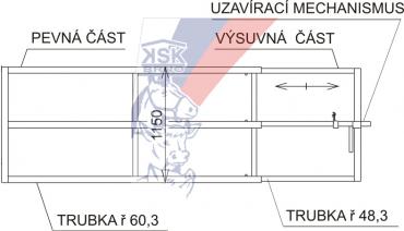 Three-rail partitioning gate - adjustable length 1,4-2m