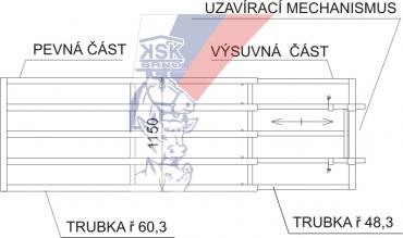 Dělící brána z pěti trubek – nastavitelná délka 2-3m