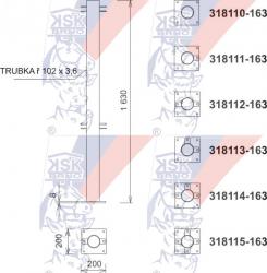 Trubkový sloupek křížový – délka 1,63m - průměr 102