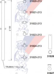 Tabular post with trilateral attachment – length 2,13m – tube diametral 76mm