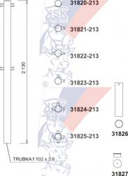 Tabular post with one side attachment – length 2,13m – tube diametral 102mm