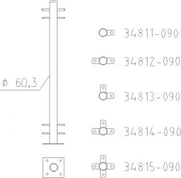 Tabular post, cross-wise connection 0,9m